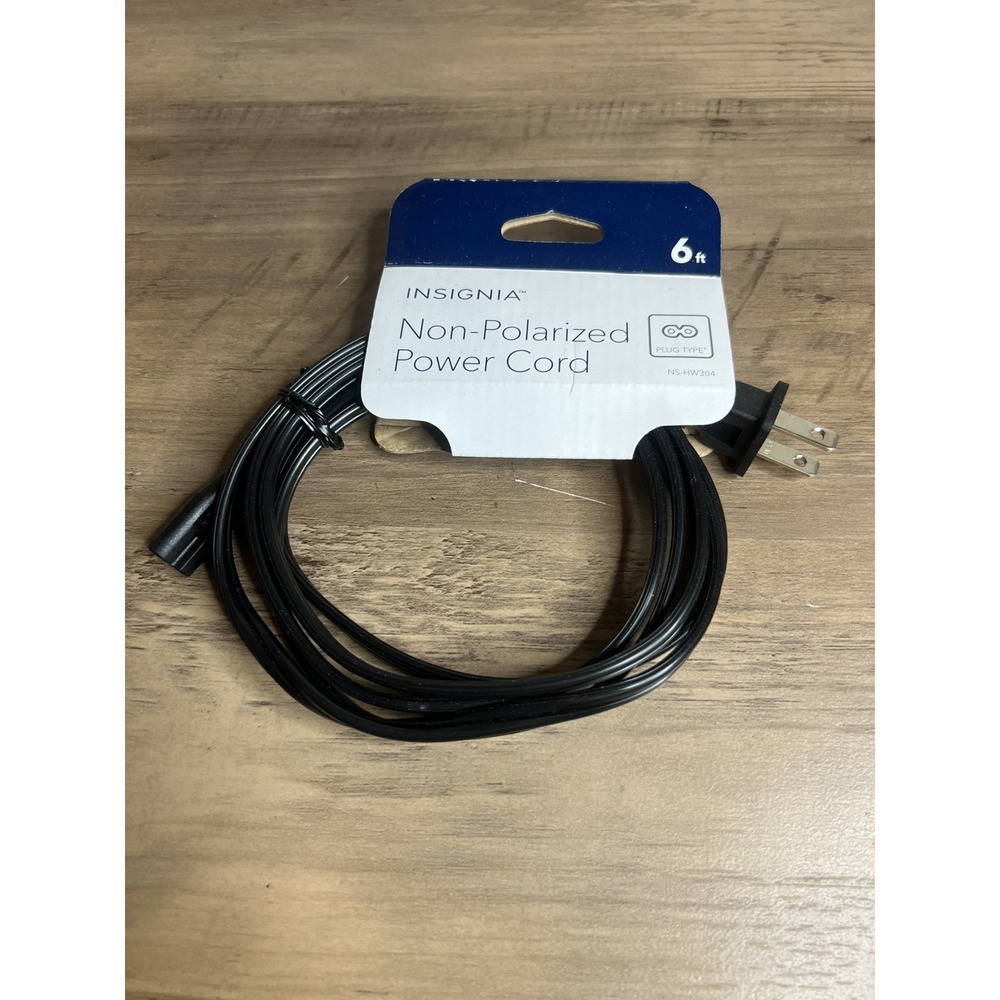 Insignia 2-Slot Nonpolarized Power Cord Black 6ft NS-HW304 Brand New